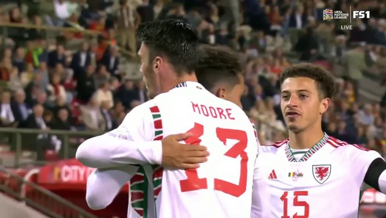 Wales kutter Belgias ledelse etter at Kieffer Moore scoret på en heading i det 50. minutt